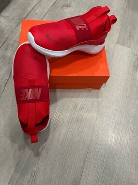 Nike Kids Red Slip-On Sneakers with White Soles